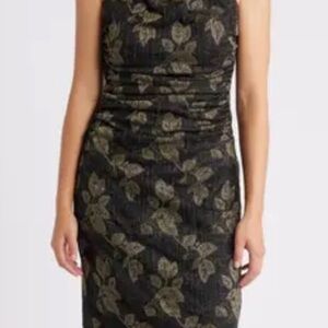 Vince Camuto Black and Gold Floral Dress Holiday Dress🌲